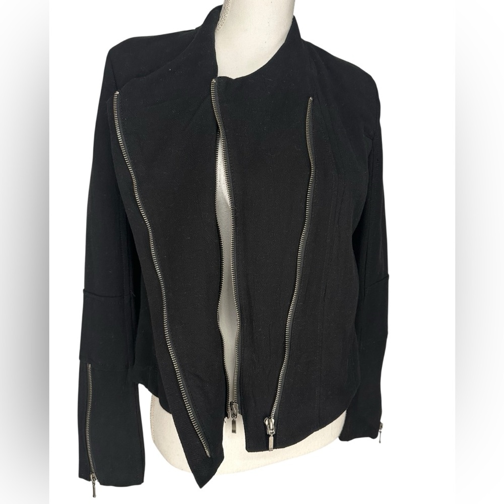 BLANK NYC / Black Double Zip Up Jacket Mesh Panels / Small / Goth Emo Indie - Picture 7 of 10